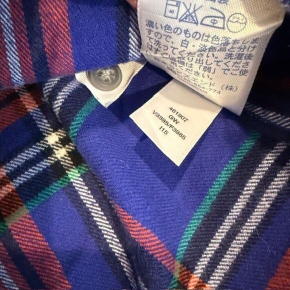 Lands' End Flannel Shirt Traditional Fit Contrast Cuffs Blue Red Size Large - Picture 8 of 14